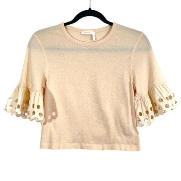 See By Chloe Tops - See by Chloe Ruffle Sleeve Tee Morganite Size XS Pre-Loved